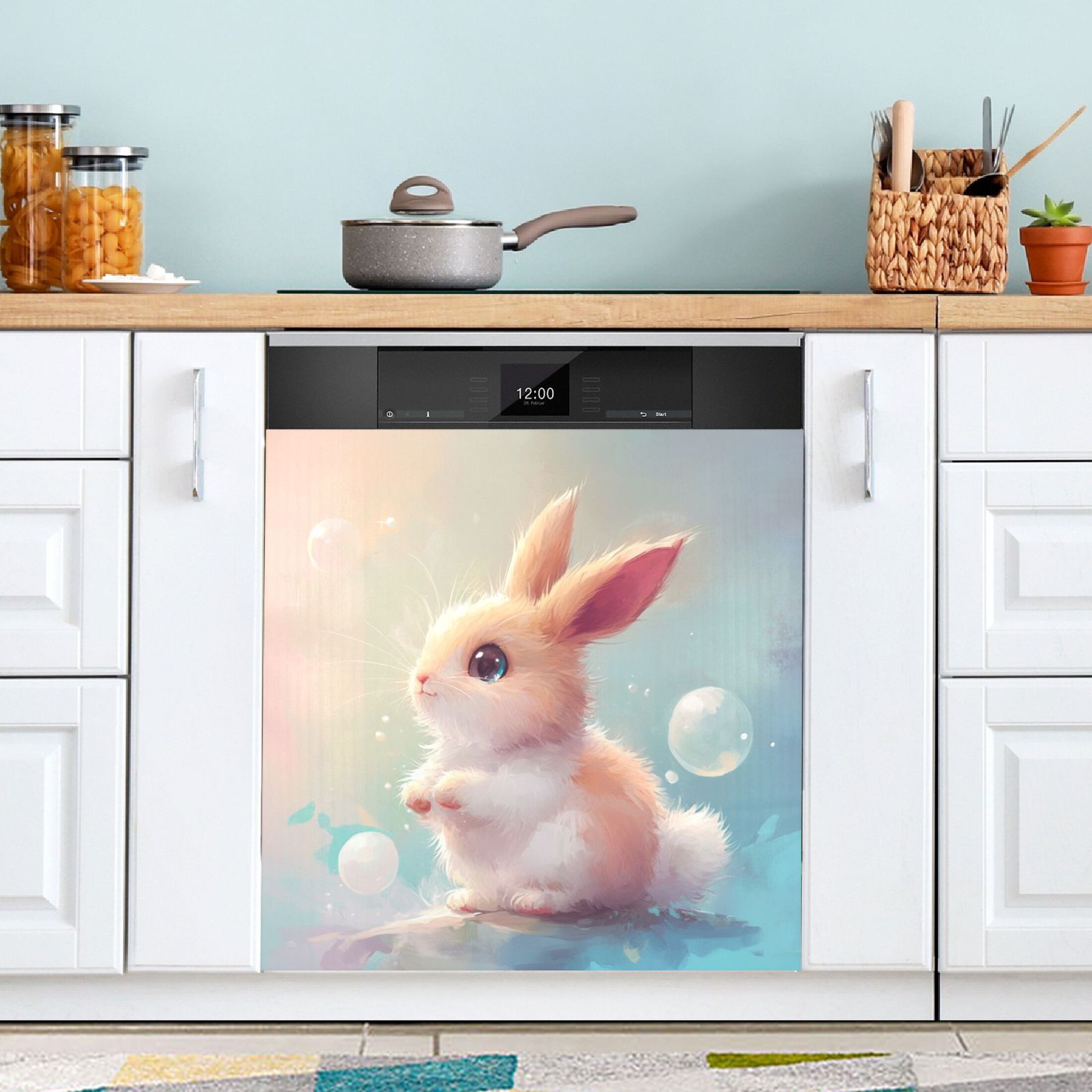 Dishwasher Magnetic Sticker 23x26 Inch Refrigerator Magnetic Sticker Washing Machine Magnetic Sticker Kitchen Panel Magnetic Sticker Home Decor Super Lovely Orange Rabbit