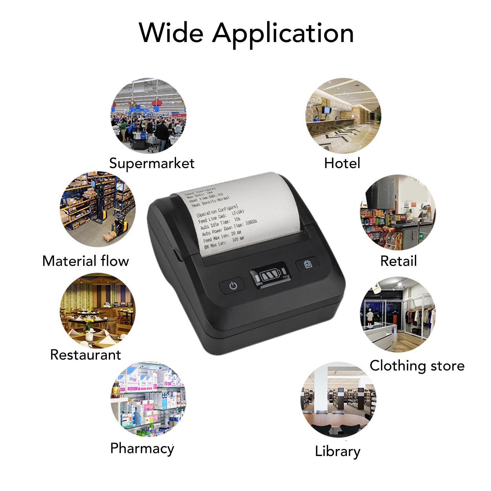 NFTIGB Bluetooth Receipt Printer 80mm / 3.1 inches Portable Thermal Printer Wireless Mobile Label Maker Support Multi-Language for Android iOS Windows Small Business Shop Package Shipping