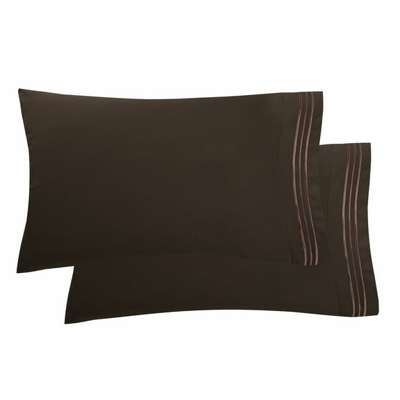1800 Thread Count Egyptian Quality Super Soft Wrinkle Free 2-Piece Pillowcases- King Size-Chocolate Brown