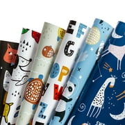 WRAPAHOLIC Animal Print Multi-color Gift Wrap Papers, (6 Sheets) 20 sq ft.
