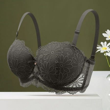 Pavied Push Up Bra Plus Size Bra Womens Cut Bra Underwear Bralette Crop Top Female Bra Brassiere Bra Thin Cup Bra Unpadded Bra Balconette Bras Seamless Bras Dark Gray 80