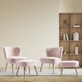 thumbnail image 2 of Costaelm 4-Piece Mid-Century Boucle Accent Chairs with Ottoman Foot Stools Set, Dusty Peach, 2 of 5