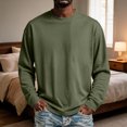 thumbnail image 6 of IAJDKMEK Long Sleeve Shirts for Men - Stretch Fit Round Neck Soft Tee Shirts, Lightweight Breathable Comfortable Tops for Daily Wear, Work, Office, and Weekend,Army Green L, 6 of 7