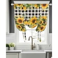 thumbnail image 5 of Sunflower Tie Up Curtains for Window, Thermal Insulted Balloon Shade Adjustable Rod Pocket Curtains Valance Panels for Kitchen Bathroom Cafe 46 x 63 Rustic Brown Country Star Black Checkered, 5 of 6