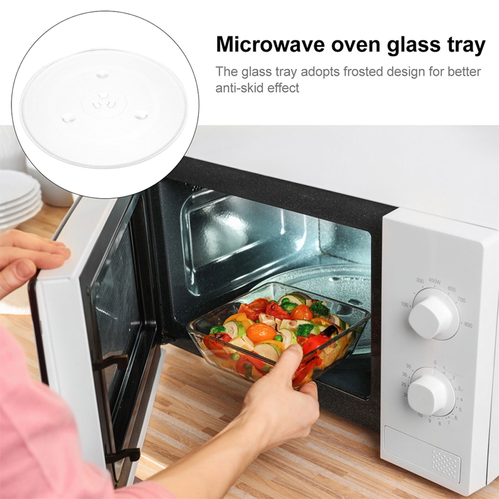 IBASETOY  Microwave Glass Turntable Plate Sturdy Heat-Resistant Transparent for Most Microwaves