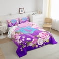 thumbnail image 3 of Homewish Children Teenagers Sport Figure Skating Bedding Comforter Set 2pcs,Gradient Bling Splash Twin Comforter Sets Microfiber,Chic Floral Flowers Breathable Bedding Set,Super Cozy Room Decor, 3 of 8