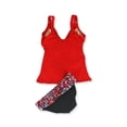 thumbnail image 2 of Profile Womens Ruffle Aztec 2 Piece Tankini, Red, 36D, 2 of 2