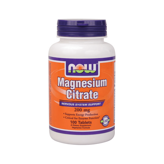 NOW Foods 200mg x 100 Tablets Magnesium Citrate 