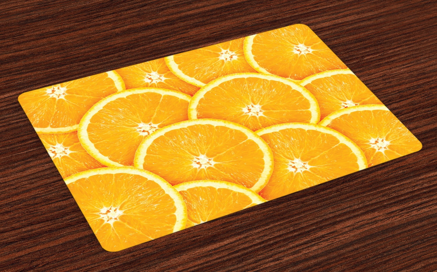 Orange Placemats Set of 4 Realistic Citrus Fruit of Orange Slices Close