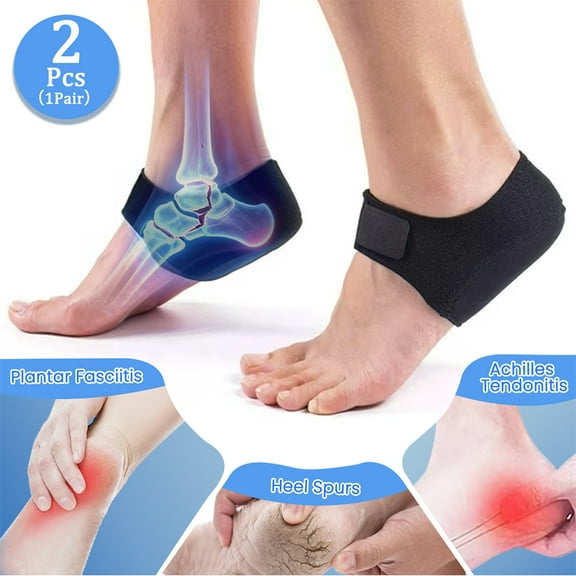 Plantar Fasciitis Heel Cups for Pain Relief - [Updated Design] Gel Heel Protectors & Cushioning Sleeves for Men & Women - Supports Heel Spurs, Cracked Heels, Arch Pain (Black, W 4.5-7.5 M 4-6.5)