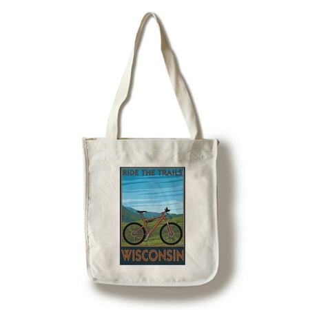 Wisconsin - Mountain Bike Scene - Ride the Trails - Lantern Press Artwork (100% Cotton Tote Bag -