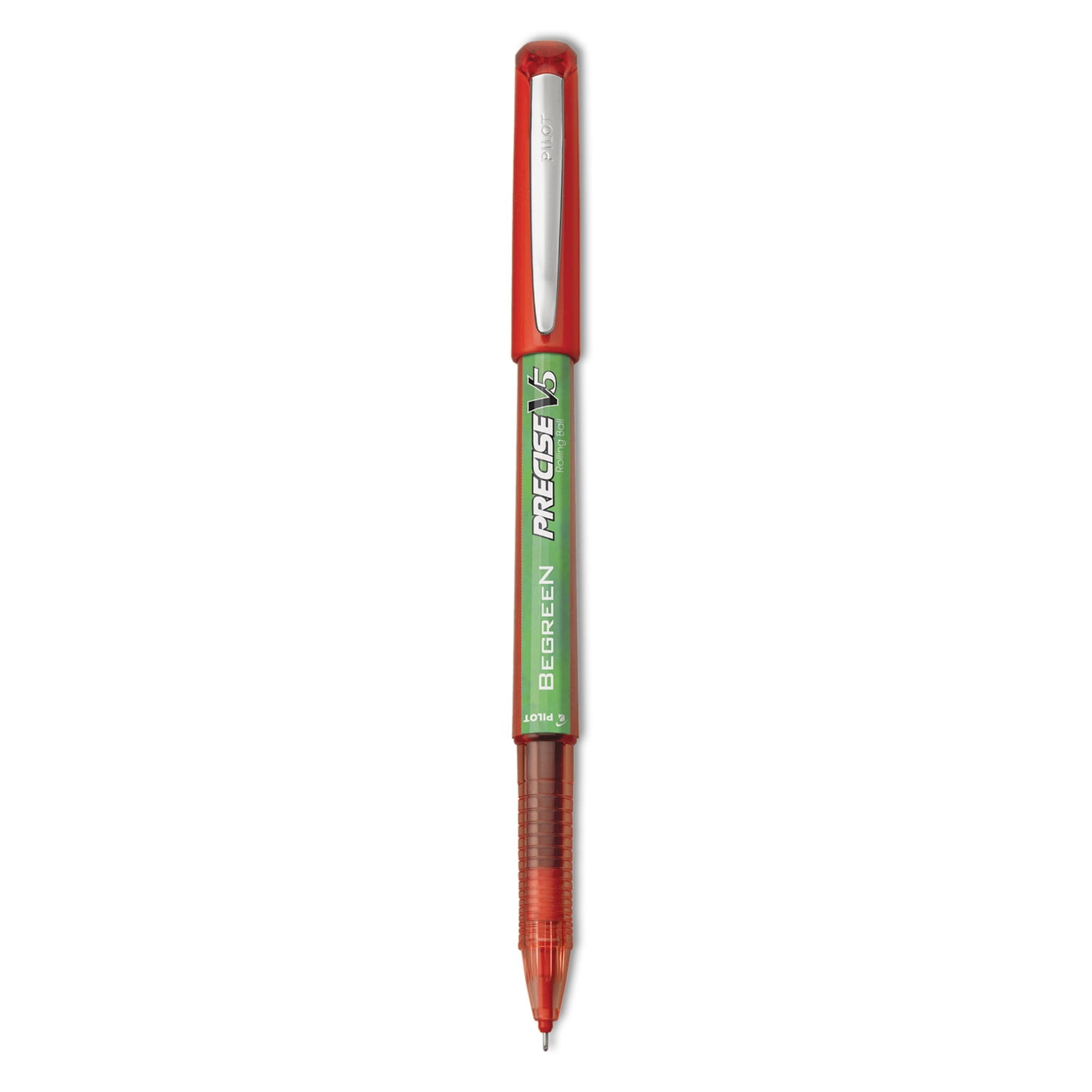 Precise V5 BeGreen Rollerball Pen Stick Extra-Fine 0.5 mm Red Ink Red Barrel Dozen 26302