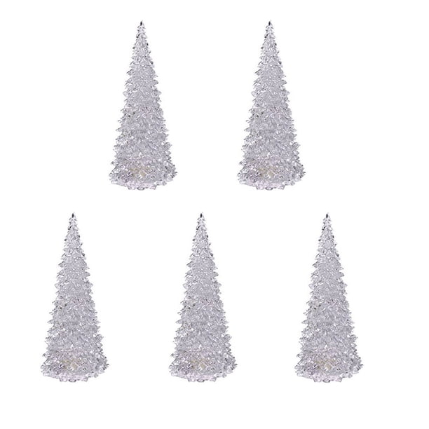4 luces LED nocturnas acrílicas de colores con forma de árbol de Navidad en varios tamaños.