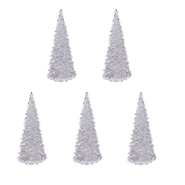 4 Piece Christmas Tree LED Night Light - Colorful Acrylic Decor with Auto Changing Lights, Battery Powered for Home and Gift
