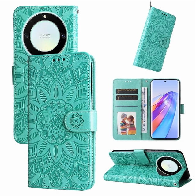 Funda tipo cartera GANGXUN para Honor X9A , diseño girasol, cuero PU, soporte, cierre magnético, tarjetero