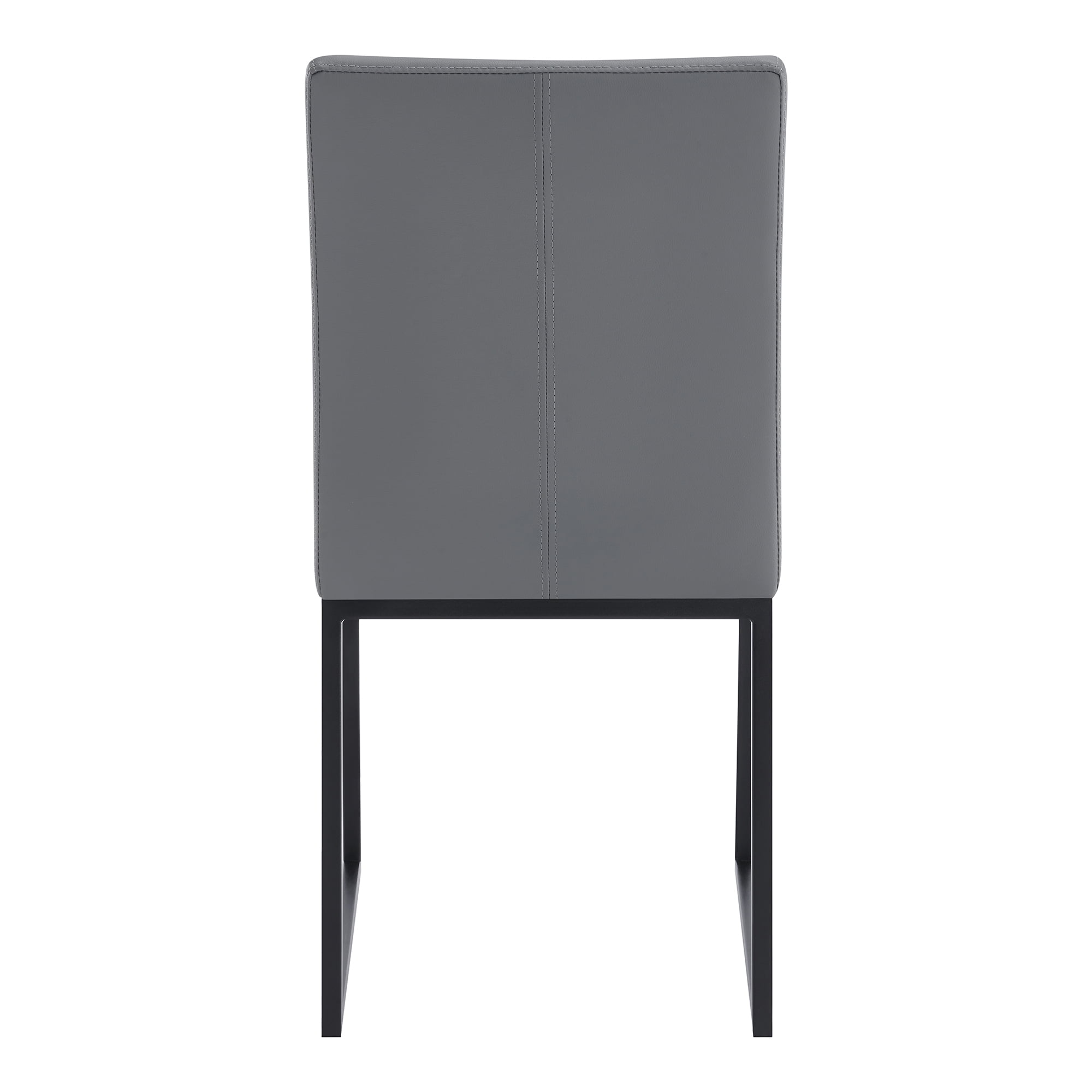 Armen Living Trevor Contemporary Dining Chair in Matte Black Finish and Grey Faux Leather - Set of 2