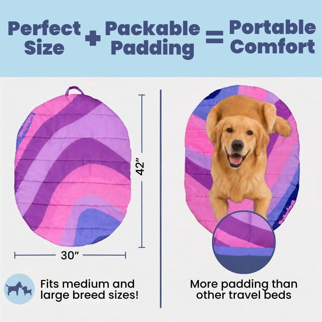 Dog Travel Bed, Packable Bed for Travel and Road Trips, Machine Washable, Pink
