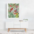 thumbnail image 2 of Crimson Wings in Paradise 1 - Painting Botanical Tropical Floral Bird Nature Illustration Wildlife White Framed Wall Art Print 5 x 7 inches, 2 of 3