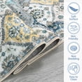 thumbnail image 4 of Aoile Washable Area Rugs 10' x 13', Moroccan Trellis Rug Non-slip Stain Resistant Accent Rug Vintage Distressed Floral Floor Cover Carpet for Dining Room Office Entry Rug, Blue/Yellow, 4 of 8