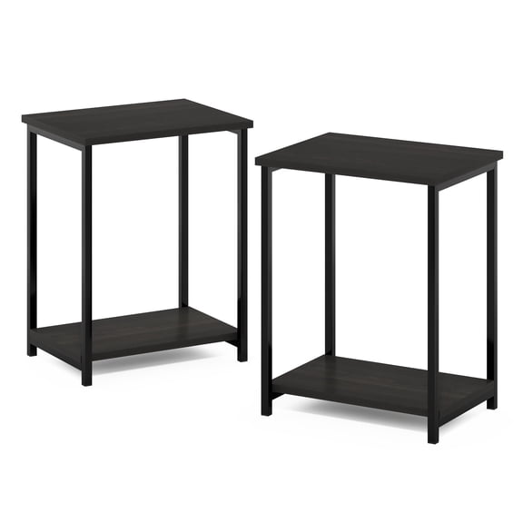 Simplistic Industrial Metal Frame End Table, 2-Pack, White/White