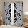 thumbnail image 2 of Manfei Spooky Skeleton Skull Curtains Pack of 2 (42x84 Each), Damask Flower Print Curtains Blackout, Vintage Western Bohemian Bedroom Curtains, Window Curtains Bedroom Decor, 2 of 6