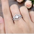 thumbnail image 2 of Bluebell Jewels Princess Cut CZ Engagement Ring Set – 14K White Gold Finish Bridal Wedding Band with Curved Guard, 2 of 4