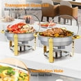 thumbnail image 4 of Ktaxon 6 Pack Chafing Dish for Buffet with Glass Lid & Lid Holder, 5 Quart Stainless Steel Buffet Set, Round Chafers and Warmers Sets for Party, Catering, Wedding, Banquet, Graduation, 4 of 8