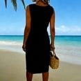 thumbnail image 4 of Vestido de Mujer Sandalias de Lino Cuello en V sin Mangas con Cinturón para Uso Casual Y Cárdigan Corto para Vestido, 4 of 8