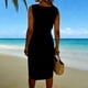 thumbnail image 5 of Vestido de Mujer Sandalias de Lino Cuello en V sin Mangas con Cinturón para Uso Casual Y Cárdigan Corto para Vestido, 5 of 9
