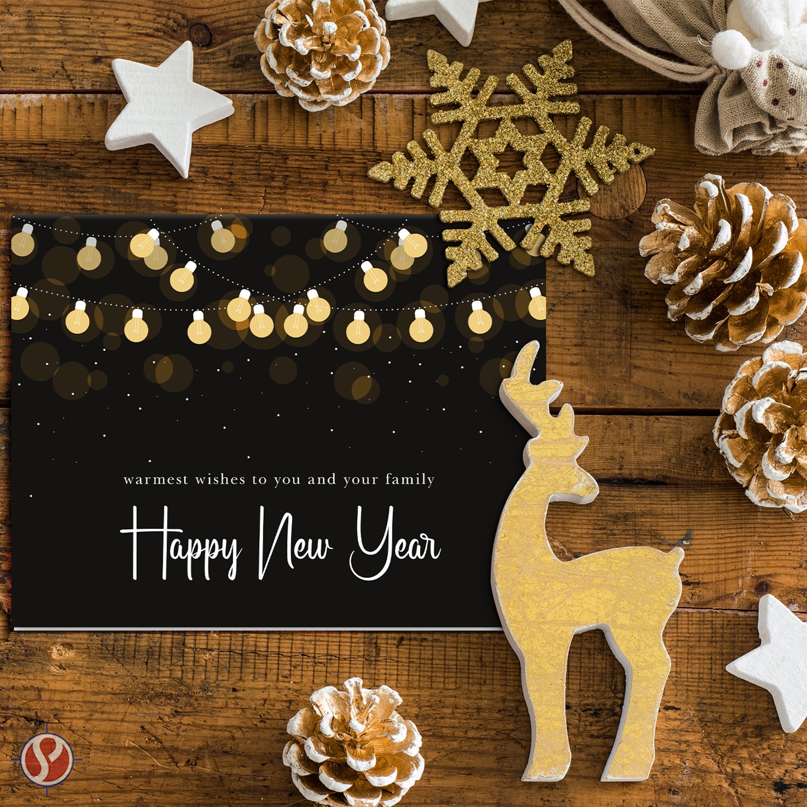 Warmest Wishes to You and Your Family, 2026 Happy New Year Greeting Cards – Christmas Xmas Holiday Business, Party Invitations and Thank You Cards – 4.25" x 5.5" – 25 per Pack