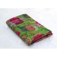 thumbnail image 2 of Indian Handmade Floral Print Kantha Quilt, Bedspread , Blanket Size ( King 108" x 108" ), 2 of 5