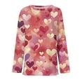 thumbnail image 5 of Garbnen Valentines Womens Tops Heart Print O Neck Women Long Sleeve Shirts Fashion Spring Summer Women Pullover, 5 of 6