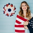 thumbnail image 4 of Holloyiver Patriotic Independence Day Wreath for Front Door, 13 Inch July 4th American Flag Burlap Farmhouse Wreath, Veterans Day Memorial Day Handcrafted Wreaths for Door Wall Window Decor, 4 of 7