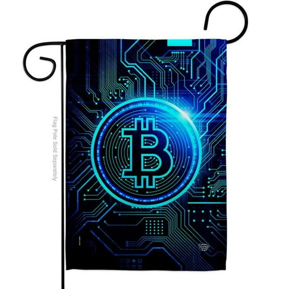 Ornament Collection G192644-BO Blue Bitcoin Novelty Merchant 13 x 18.5 in. Double-Sided Decorative Vertical Garden Flags for House Decoration Banner Yard Gift