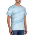 thumbnail image 4 of Yiaed Blue Marble Print Mens Short Sleeve Tight Fit T-Shirt, Crewneck Casual Tee-X-Large, 4 of 5