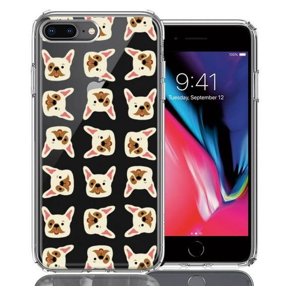 MUNDAZE For Apple iPhone 7/8 Plus Frenchie Bulldog Polkadots Design Double Layer Phone Case Cover