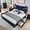 Black, variant on Aitjunz Modern King Size Bed Frame with 50" Tall Storage Headboard, 4 Under-Bed Storage Drawers, Fluted Wood Platform Bed w/ LED Lighting and Charging Station, No Box Spring Needed, Natural