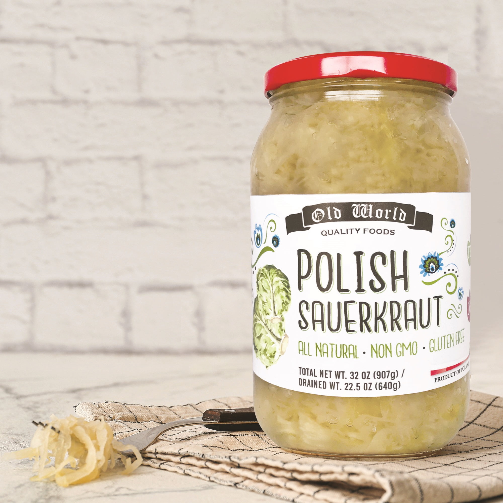 Set of Four 32 Oz Jars of Assorted Pickled Vegetables - Dill Pickles, Sliced Baby Beets, Polish Barrel Sauerkraut and Polish Salad
