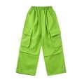 thumbnail image 7 of Girl's Casual Elastic Waist Cargo Pants Multi Pockets Lightweight Cotton Teens Trousers Basketball Teens 3-14 Years, 7 of 7