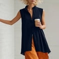 thumbnail image 5 of ClodeEU Women's Mandarin Collar Sleeveless Button Front Shirt,Casual Loose Fit Summer Tank Top Navy,Women's Plus M, 5 of 8