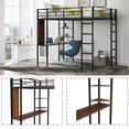 thumbnail image 3 of Gewnee Full Size Metal Loft Bed with Desk and Two Ladders for Kids and Teens,Black, 3 of 8