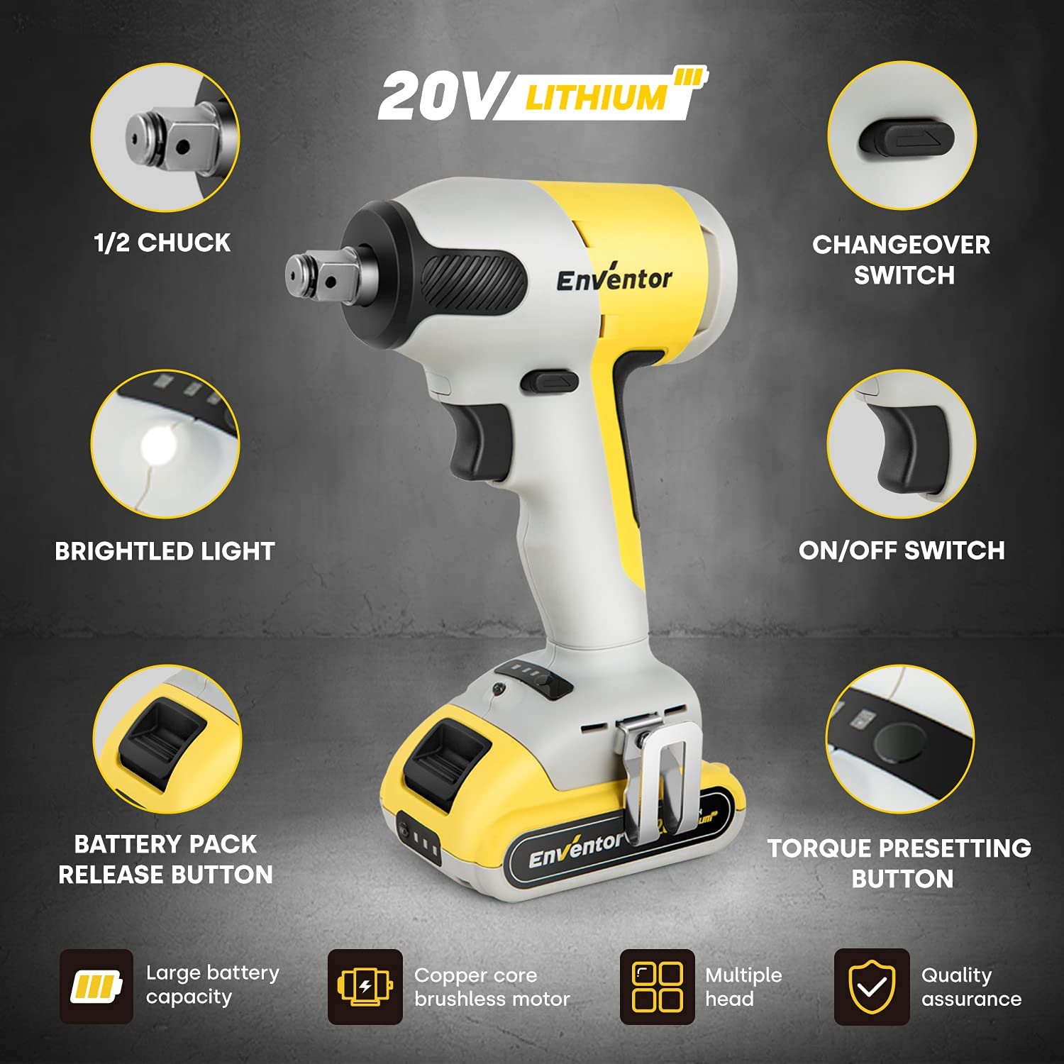 Impact Wrench, 20V Max Torque 2700 in 