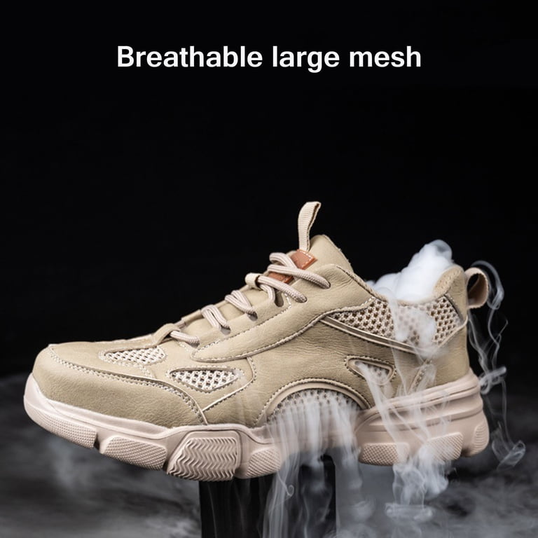 AMAWE Beige Mens Waterproof Work Steel Toe Safety Shoes Sneakers Reflective 8 AMAWEI Safety Shoes - Lightweight Steel Toe Sneakers main image 4