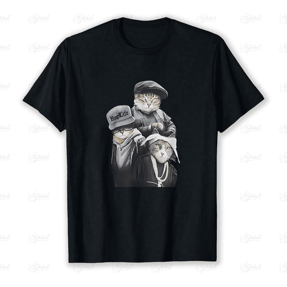 Gangster Cat Trio Funny Feline Attitude Humor Animal Graphic Unisex T-Shirt V18169 ,up to size 5XL