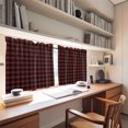 thumbnail image 3 of Black Red Buffalo Plaid 2 Panel Kitchen Curtains for Small Windows, Geometric Classic Checkered Bathroom Tier Curtain, Short Window Treatment for Bedroom/Living Room 55"x24", 3 of 8