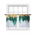thumbnail image 2 of Impressionist Sheer Curtains 54 Inches Long 2 Panels Gold Green Gary Oil Painting Color Block Light Filtering Semi Sheer Window Curtains Drapes for Bedroom Living Room 52"x54", 2 of 7