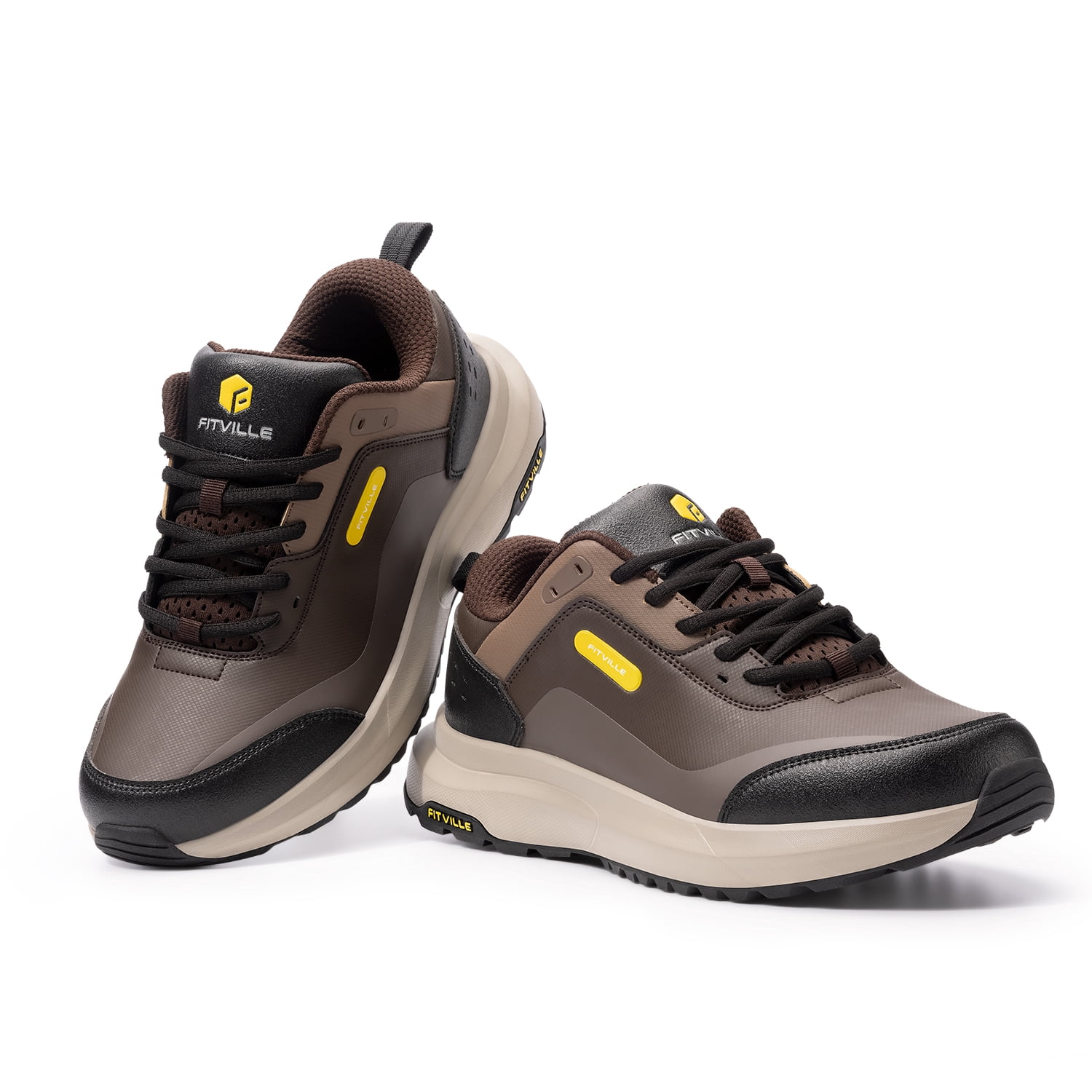 FitVille Mens Wide Hiking Shoes Outdoor Low-top Waterproof Sneakers with Arch Support