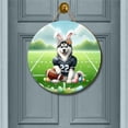 thumbnail image 2 of Happy Easter Hello Spring Siberian Husky Playing Football Round Wood Sign Husky Dog Lover Gifts Hanging Wall Home Decor - 13003, 2 of 5