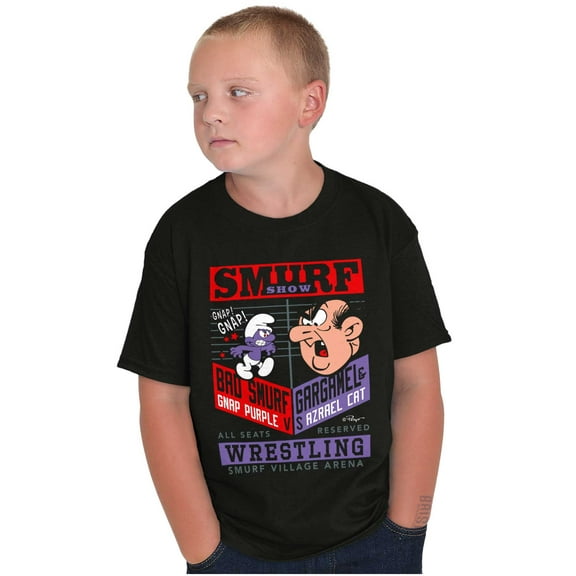 The Smurfs Wresting Show Poster Crewneck T Shirts Boy Girl Teen Brisco Brands S