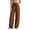 e-51Brown14, variant on ANINEO Women Casual Wide Leg Pants Elastic Waist With Drawstring Summer Loose Fit Cropped Trousers Linen Fabric Solid Color Trendy Daily Female Slacks